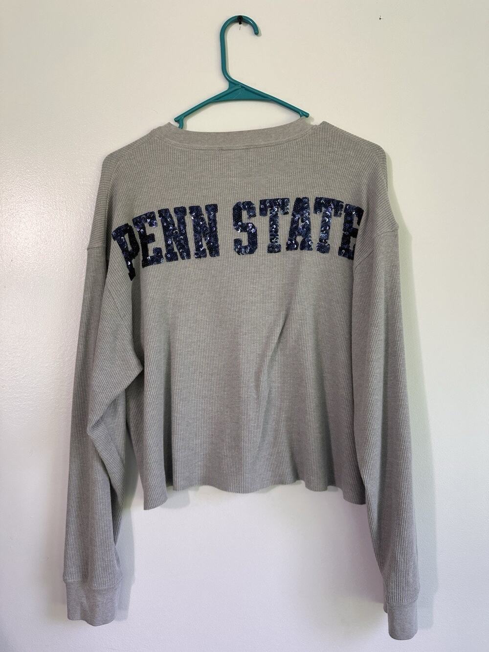 PINK Victoria's Secret x 5th & Ocean Sequin Penn State Univ Top Waffle Sz Small